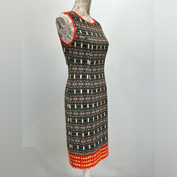 MUSETTE Black and orange tribal print open back midi dress size 6. - Picture 6 of 12